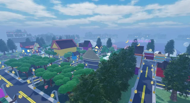 SOLSTICE: tree-lined streets and the fountain plaza