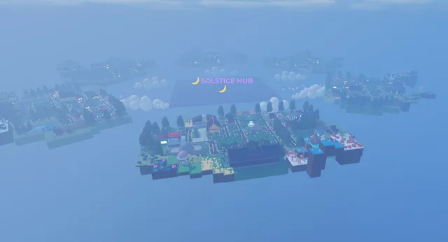 SOLSTICE: the central hub floating among its six islands